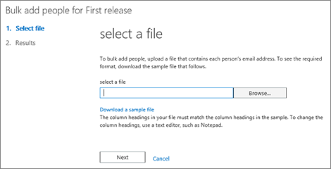 Bulk add users in Office 365 First Release