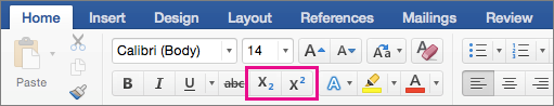 subscript in excel for mac