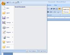 Botón de Microsoft Office con el menú abierto
