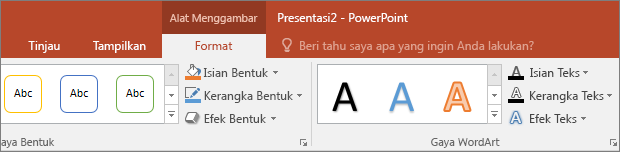 Perlihatkan tab Alat Gambar di pita dalam PowerPoint