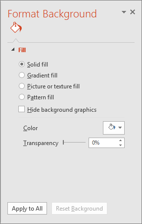 format background pane in PowerPoint