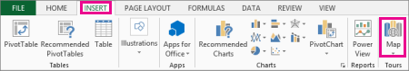 Map button on the Insert tab