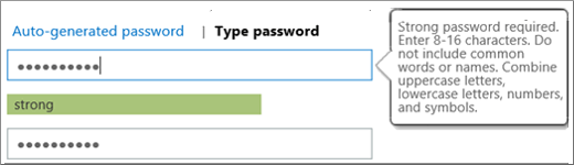 Shows the password requirements if you type a password