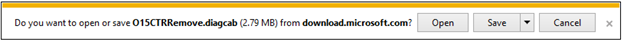 Click Open to open O15CTRRemove.diagcab