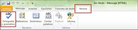 Comando Ortografía de Outlook