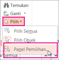 Membuka Panel Pilihan