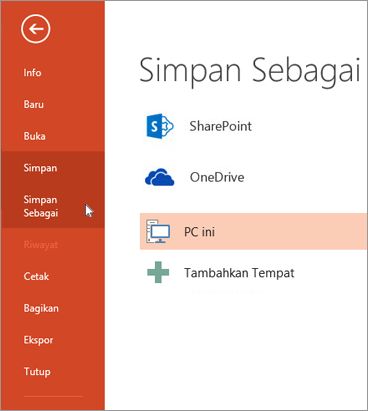 File > Simpan atau Simpan Sebagai