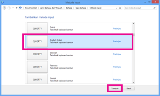 Menambahkan metode input di Windows 8