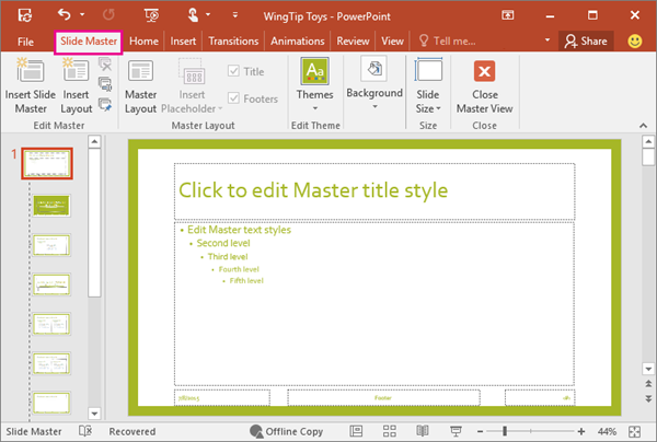 how to change a master slide in powerpoint 2010